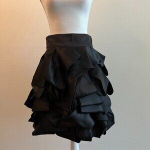 Ani Alvarez Calderon Black Pleated/Ruffle Design Skirt